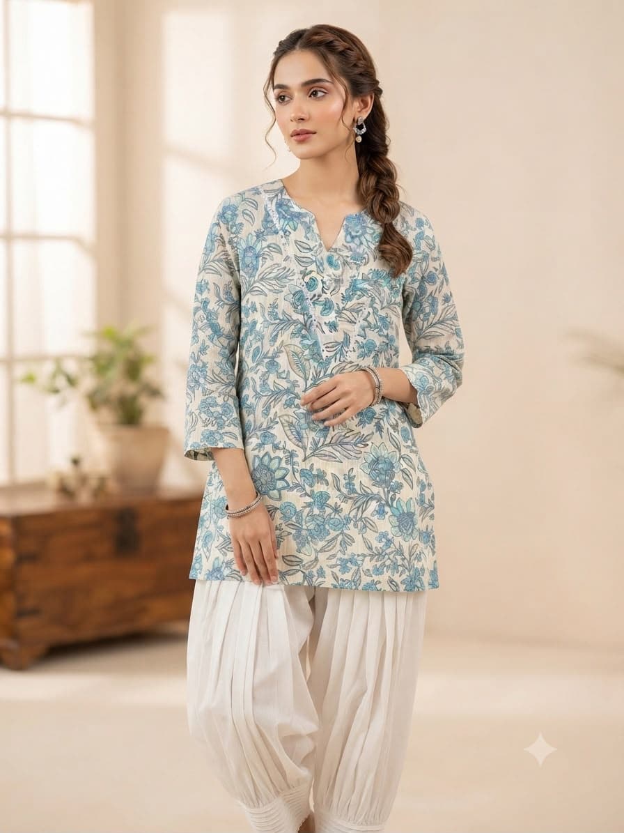 SS collection short kurta with farshi salwar