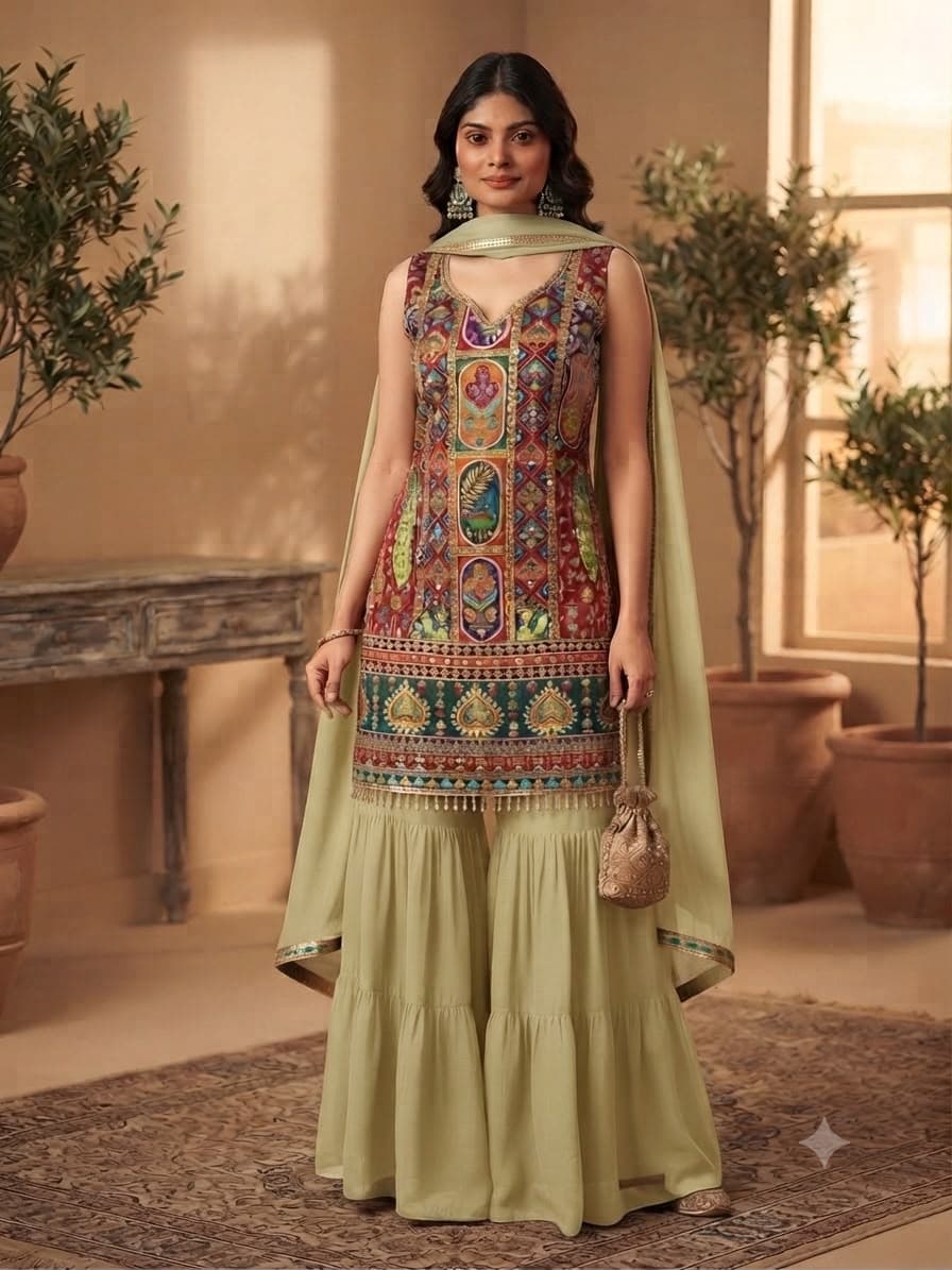 SSC ethnic sharara palazzo set with dupatta